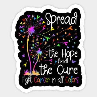 Fight Cancer In All And Every Color Ribbons Dandelion Flower Sticker